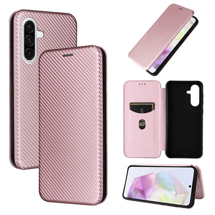 For Samsung Galaxy A26 5G Case Carbon Fiber Texture Drop-Proof PU Leather Phone Cover
