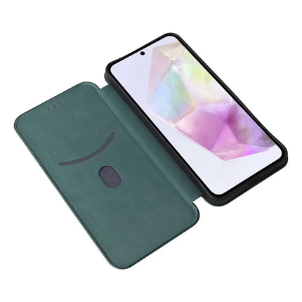 For Samsung Galaxy A56 5G Case Carbon Fiber Texture Drop-Proof PU Leather Phone Cover