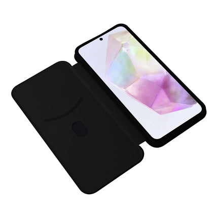For Samsung Galaxy A56 5G Case Carbon Fiber Texture Drop-Proof PU Leather Phone Cover