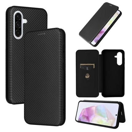 For Samsung Galaxy A56 5G Case Carbon Fiber Texture Drop-Proof PU Leather Phone Cover