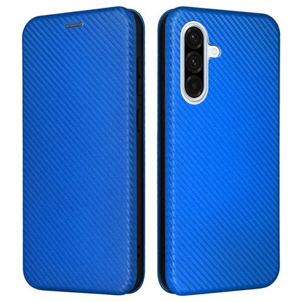 For Samsung Galaxy A56 5G Case Carbon Fiber Texture Drop-Proof PU Leather Phone Cover - Blue