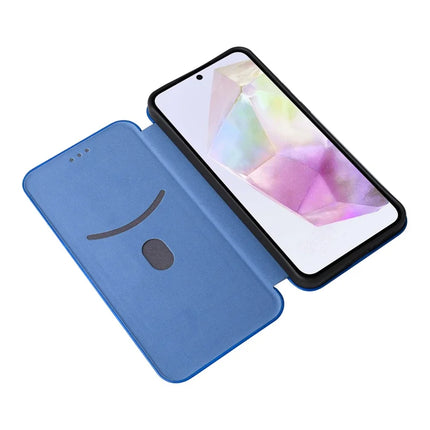 For Samsung Galaxy A56 5G Case Carbon Fiber Texture Drop-Proof PU Leather Phone Cover