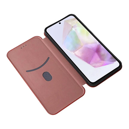 For Samsung Galaxy A56 5G Case Carbon Fiber Texture Drop-Proof PU Leather Phone Cover