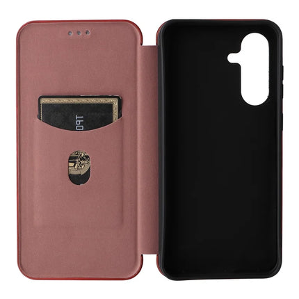 For Samsung Galaxy A56 5G Case Carbon Fiber Texture Drop-Proof PU Leather Phone Cover