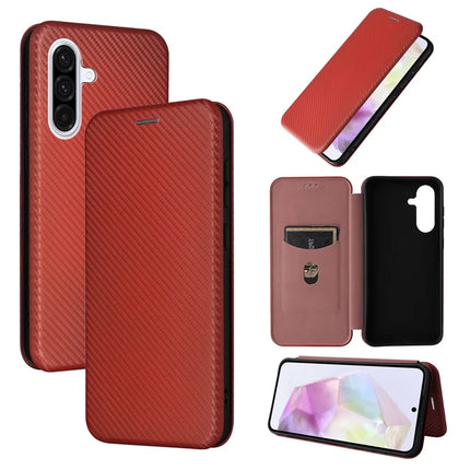 For Samsung Galaxy A56 5G Case Carbon Fiber Texture Drop-Proof PU Leather Phone Cover