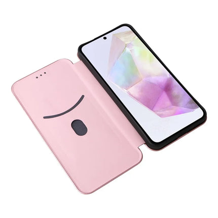 For Samsung Galaxy A56 5G Case Carbon Fiber Texture Drop-Proof PU Leather Phone Cover