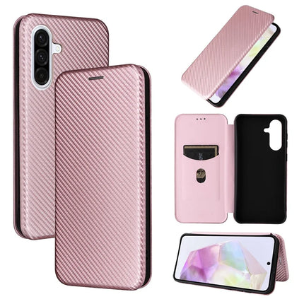 For Samsung Galaxy A56 5G Case Carbon Fiber Texture Drop-Proof PU Leather Phone Cover