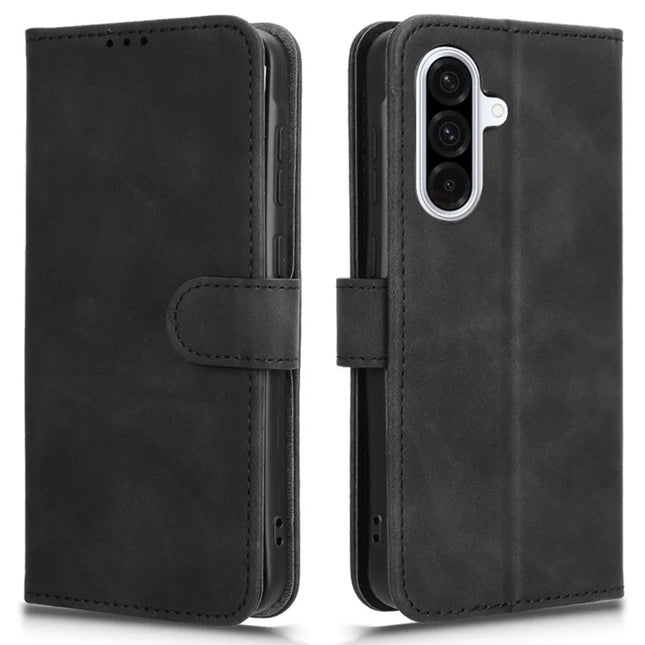 For Samsung Galaxy A26 5G Leather Case Skin-Feel Anti-Drop Wallet Flip Phone Cover - Black