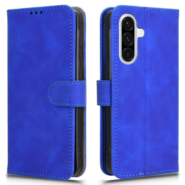 For Samsung Galaxy A26 5G Leather Case Skin-Feel Anti-Drop Wallet Flip Phone Cover - Blue