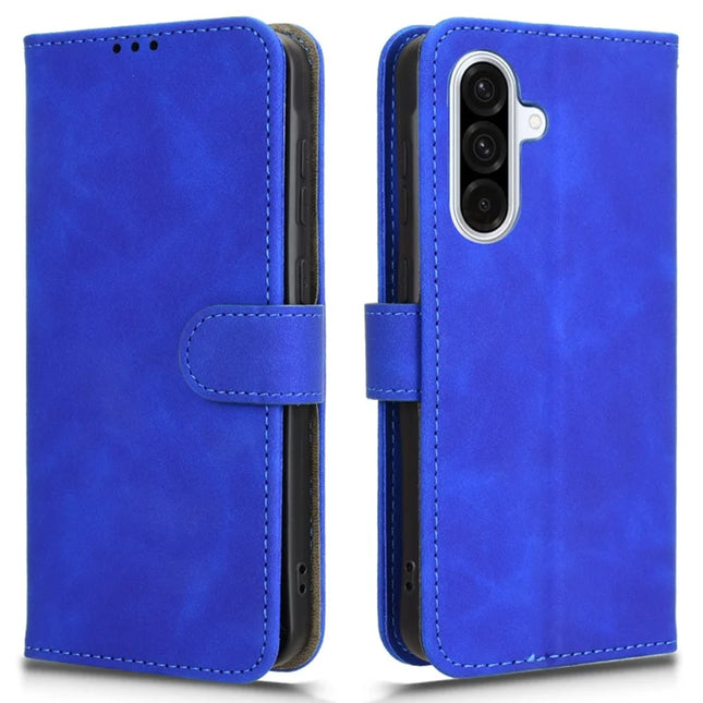 For Samsung Galaxy A56 5G Leather Case Skin-Feel Anti-Drop Wallet Flip Phone Cover - Blue