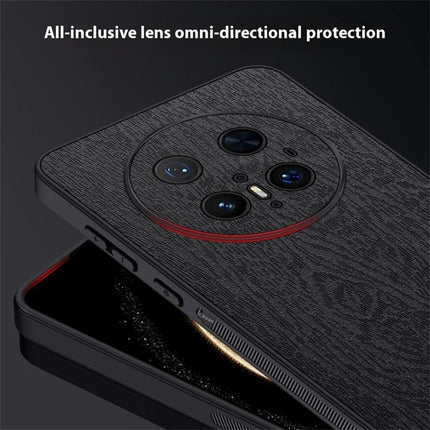 For Huawei Mate 70 Pro+ / Mate 70 Pro Case Wood Texture PU Leather Coated PC TPU Phone Cover
