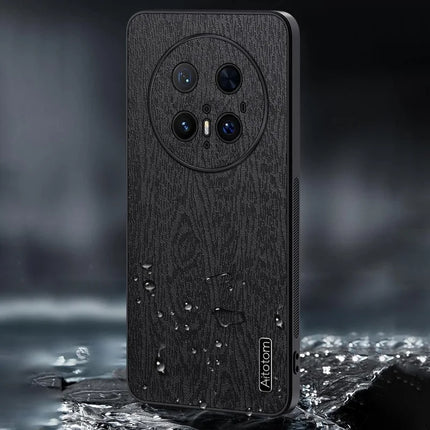 For Huawei Mate 70 Pro+ / Mate 70 Pro Case Wood Texture PU Leather Coated PC TPU Phone Cover