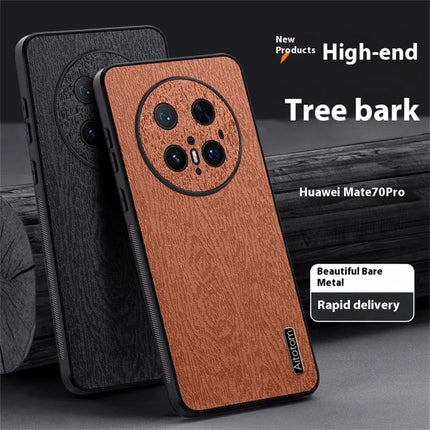 For Huawei Mate 70 Pro+ / Mate 70 Pro Case Wood Texture PU Leather Coated PC TPU Phone Cover