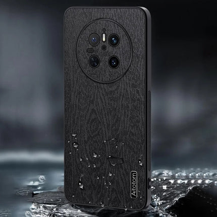 For Huawei Mate 70 Case Wood Texture PU Leather Coated PC TPU Phone Cover