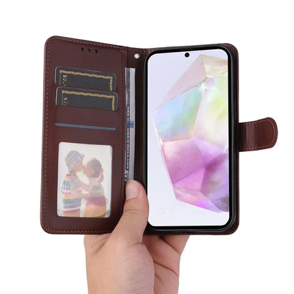 For Samsung Galaxy A56 5G / Galaxy A36 5G PU Leather Wallet Case ENKAY Phone Stand Cover with Tempered Glass Film