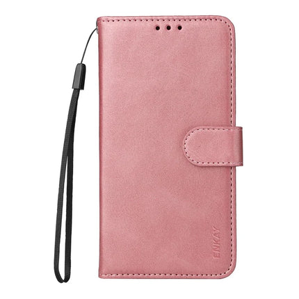 For iPhone 16e PU Leather Wallet Case ENKAY Phone Stand Cover with Tempered Glass Film