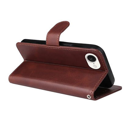 For iPhone 16e PU Leather Wallet Case ENKAY Phone Stand Cover with Tempered Glass Film