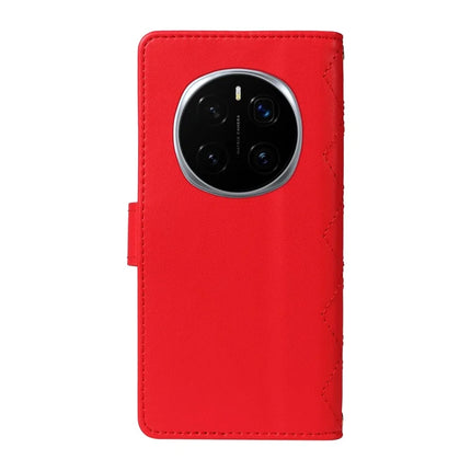 For Honor Magic7 Pro 5G Wallet Case Rhombus Leather Phone Cover with Strap -  Red