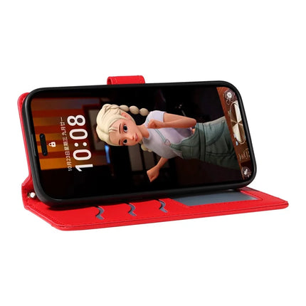 For Honor Magic7 Pro 5G Wallet Case Rhombus Leather Phone Cover with Strap -  Red