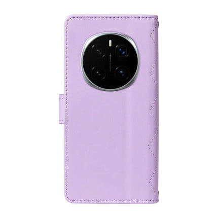 For Honor Magic7 Pro 5G Wallet Case Rhombus Leather Phone Cover with Strap -  Light Purple