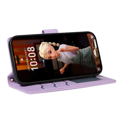 For Honor Magic7 Pro 5G Wallet Case Rhombus Leather Phone Cover with Strap -  Light Purple