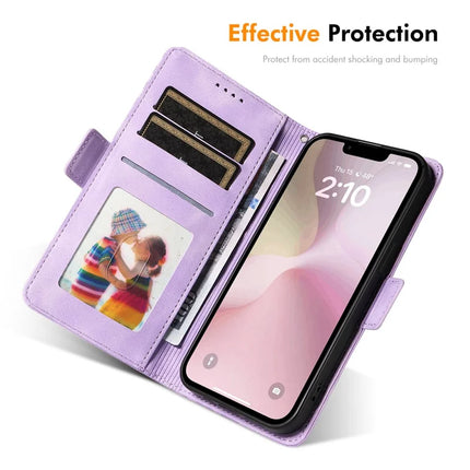 For iPhone 16e Wallet Case ENKAY Imprint PU Leather Phone Stand Cover with Tempered Glass