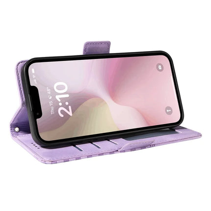 For iPhone 16e Wallet Case ENKAY Imprint PU Leather Phone Stand Cover with Tempered Glass