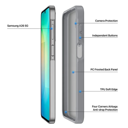For Samsung Galaxy A26 5G Case DUX DUCIS Yind Series Matte Anti-fingerprint TPU+PC Phone Back Cover