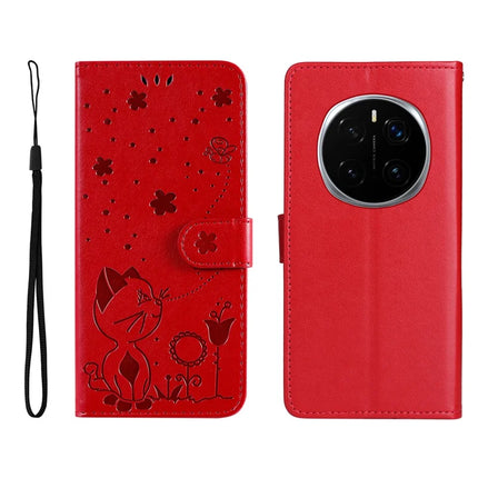 For Honor Magic7 Pro 5G Leather Wallet Case Cat Bee Pattern Phone Cover Stand