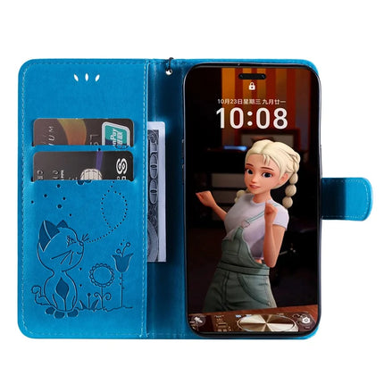 For Honor Magic7 Pro 5G Leather Wallet Case Cat Bee Pattern Phone Cover Stand