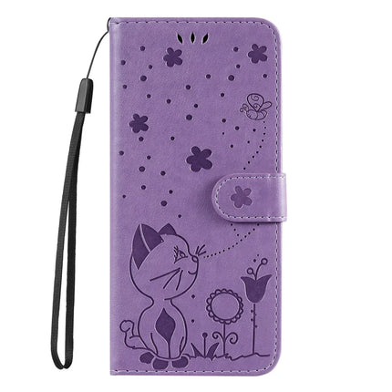 For Honor Magic7 Pro 5G Leather Wallet Case Cat Bee Pattern Phone Cover Stand