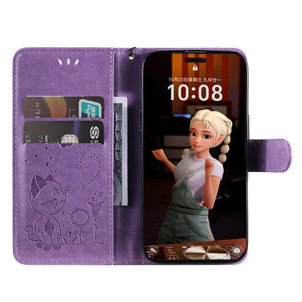 For Honor Magic7 Pro 5G Leather Wallet Case Cat Bee Pattern Phone Cover Stand