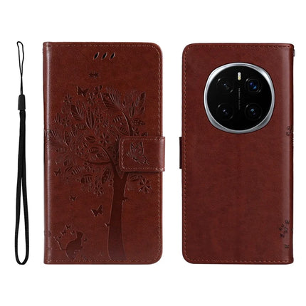For Honor Magic7 Pro 5G Cat Tree Pattern Flip Leather Phone Cover Stand