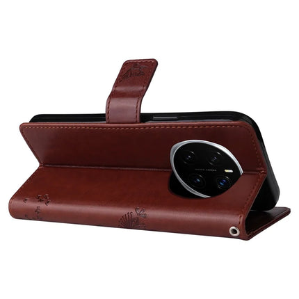 For Honor Magic7 Pro 5G Cat Tree Pattern Flip Leather Phone Cover Stand
