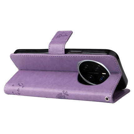 For Honor Magic7 Pro 5G Cat Tree Pattern Flip Leather Phone Cover Stand -  Light Purple