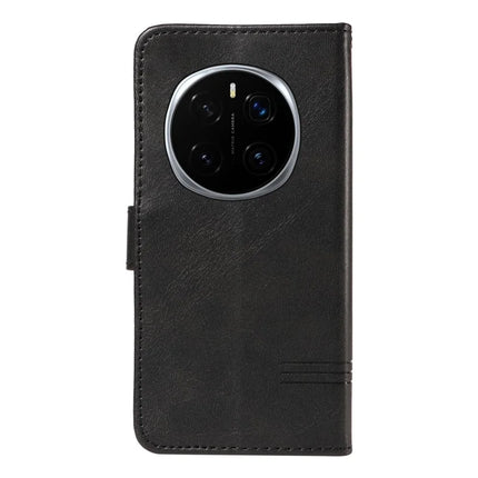 For Honor Magic7 Pro 5G Wallet Case T-Shape Lines Leather Phone Cover Stand -  Black