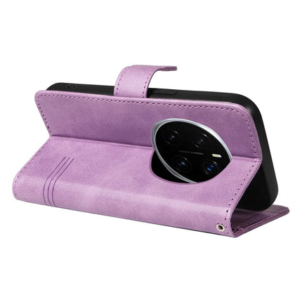 For Honor Magic7 Pro 5G Wallet Case T-Shape Lines Leather Phone Cover Stand -  Light Purple