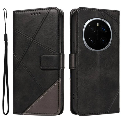 For Honor Magic7 Pro 5G Leather Case Geometric Line Wallet Phone Cover with Wrist Strap