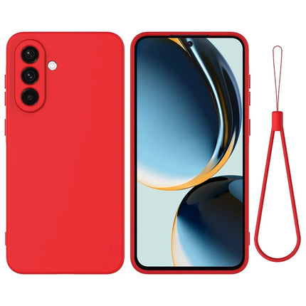 For Samsung Galaxy A26 5G Case Liquid Silicone Phone Back Cover with Hand Strap - Red
