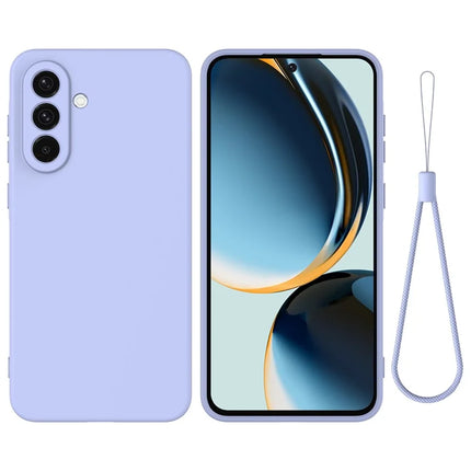 For Samsung Galaxy A26 5G Case Liquid Silicone Phone Back Cover with Hand Strap - Purple