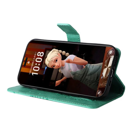 For Honor Magic7 Pro 5G Wallet Case Floral Butterfly Imprinted Leather Phone Cover Stand -  Green