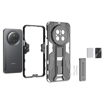 For Huawei Mate 70 Case PC + TPU Shockproof Phone Cover with Kickstand - Black