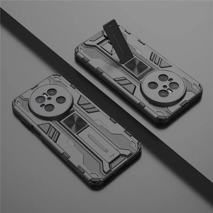 For Huawei Mate 70 Case PC + TPU Shockproof Phone Cover with Kickstand - Black