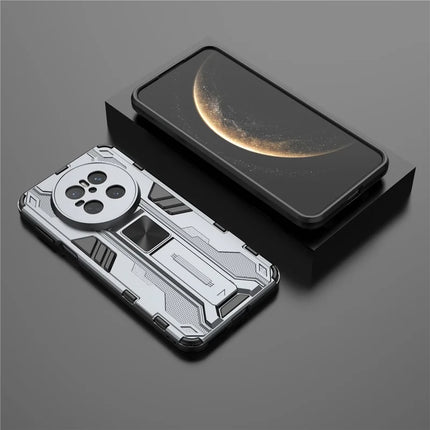 For Huawei Mate 70 Case PC + TPU Shockproof Phone Cover with Kickstand - Black