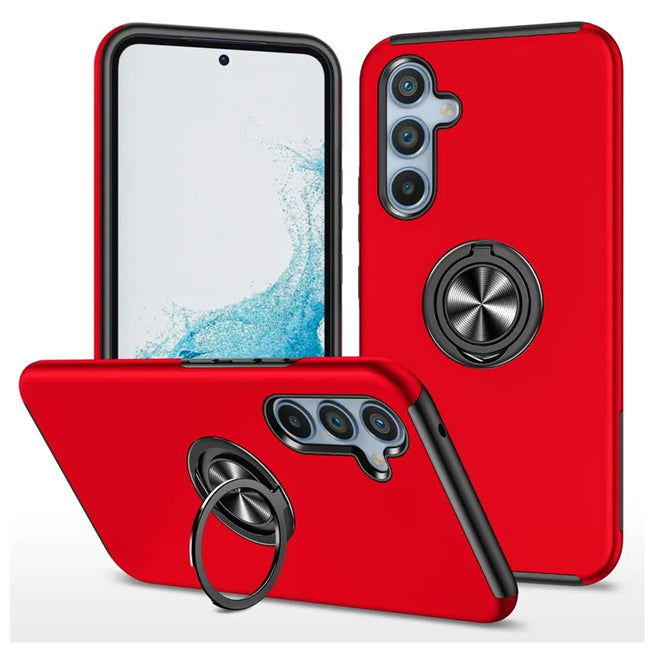For Samsung Galaxy A26 5G Case PC + TPU Phone Cover with Rotatable Ring Holder - Red