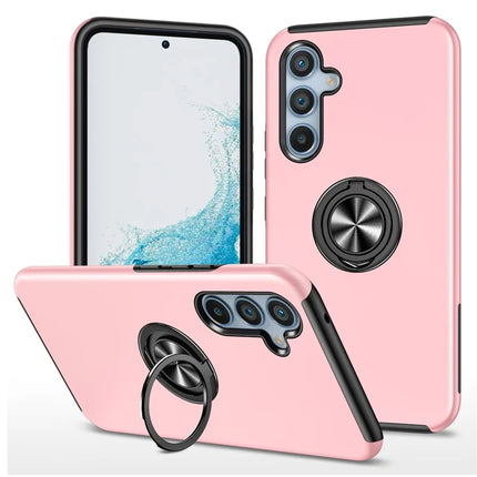 For Samsung Galaxy A36 5G Case PC + TPU Phone Cover with Rotatable Ring Holder - Rose Gold