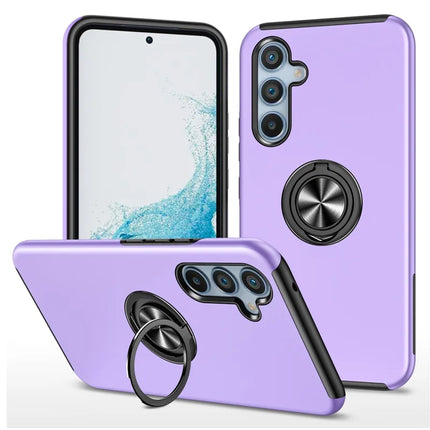 For Samsung Galaxy A56 5G Case PC + TPU Phone Cover with Rotatable Ring Holder - Purple