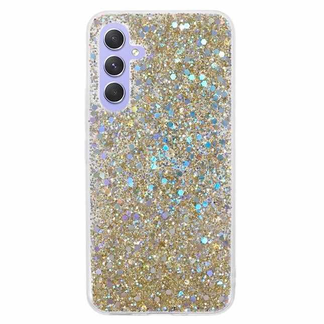 For Samsung Galaxy A36 5G Case Shockproof Soft TPU Phone Cover Glittery Design - Gold