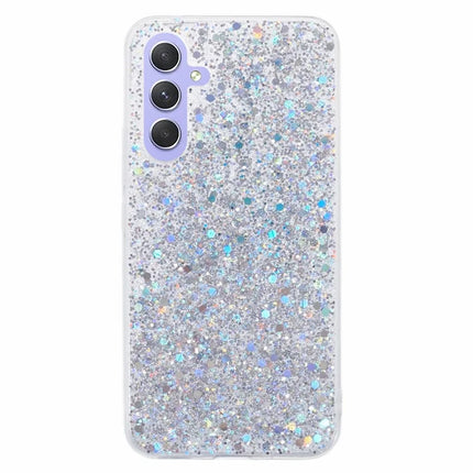 For Samsung Galaxy A36 5G Case Shockproof Soft TPU Phone Cover Glittery Design - Silver