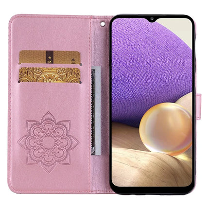 For Samsung Galaxy A36 5G Wallet Case Owl Flower Imprinted Rhinestone Leather Cover